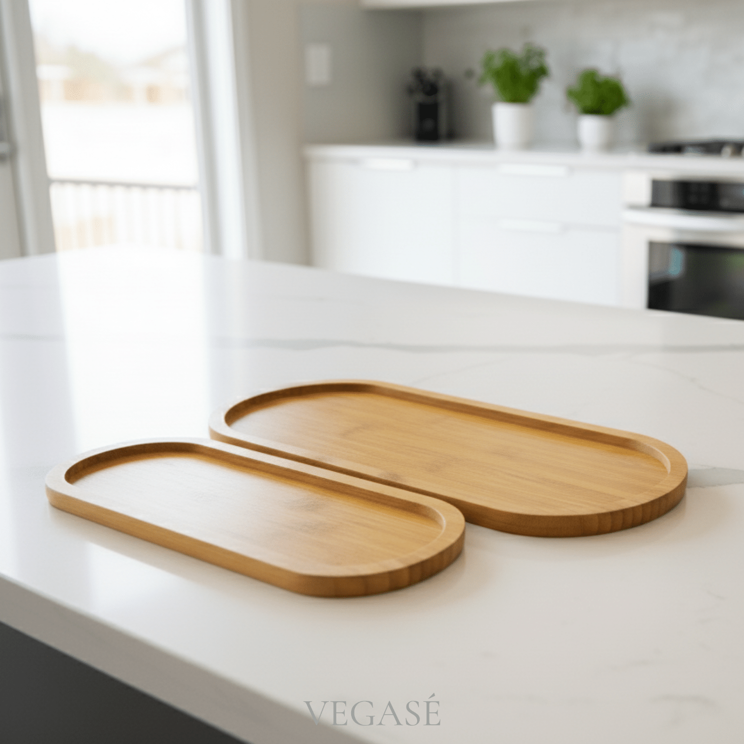 Natura 2'li Sunum Tabağı Seti – Ahşap Oval Sunum & Servis Tabakları