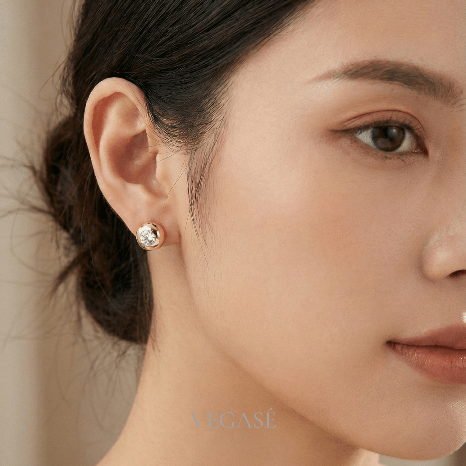 Luxe Orb Taşlı Gold Renk Küpe - Görsel 2