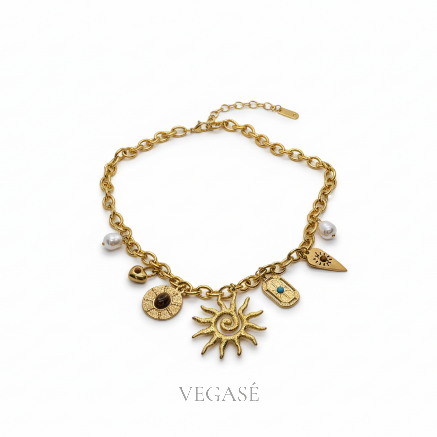 Solar Charm Gold Renk Zincir Kolye - Görsel 2