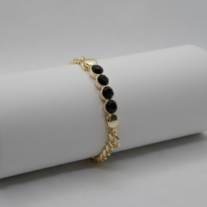 Bella Gold Siyah Taş Detaylı Bileklik