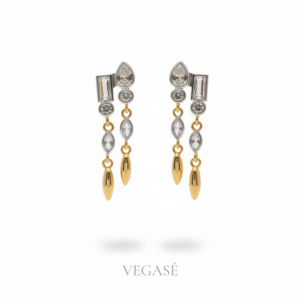 Seralyn Gold & Silver Taş Detaylı Sallantılı Küpe