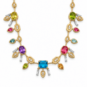 Aurora Prism Çok Renkli Taşlı Gold Kolye