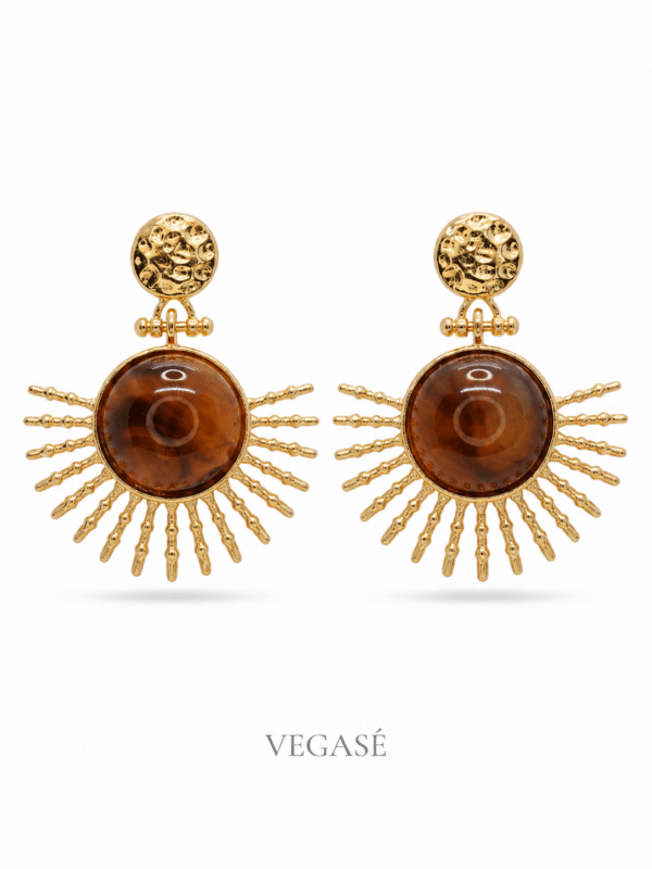 Solaris Amber Taşlı Gold Küpe Solaris Amber Taşlı Gold Küpe